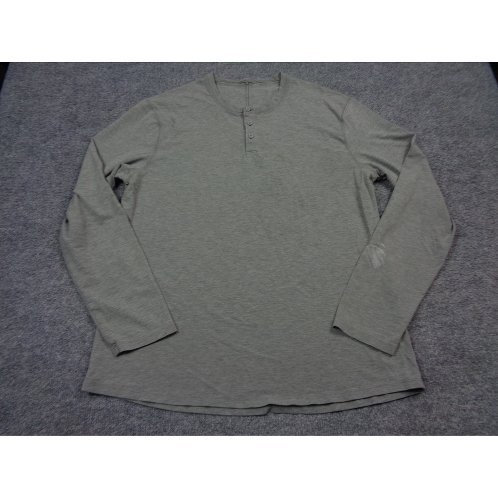 Lululemon Henley Shirt Men M Gray Long Sleeve Lightweight Raglan Athletic